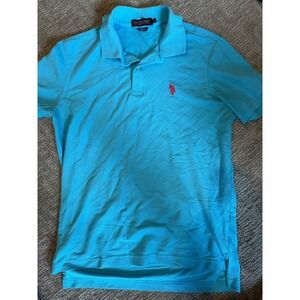US Polo Assn Mens Performance Pique Polo Shirt Blue Short Sleeve Size‎ M